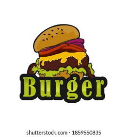 Burger graphic vector image, logo sandwich, lettering.EPS 10