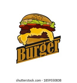 Burger graphic vector image, logo sandwich, lettering.EPS 10