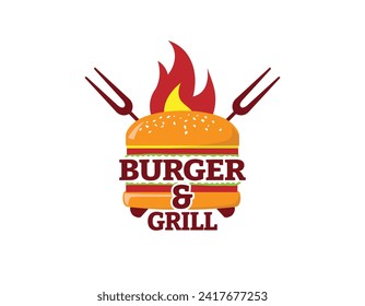 Burger and Grill Food Logo Design Template