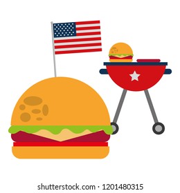 burger grilled sausage flag american food celebration