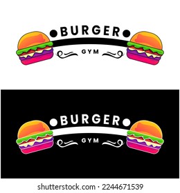 burger gym logo design vector