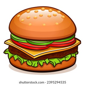 burger or hamburger cartoon isolated