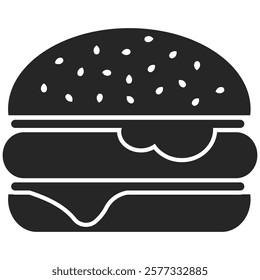 Burger, hamburger or cheeseburger fast food icon on transparent background. PNG