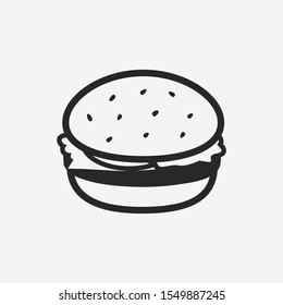 Burger, Hamburger, Cheeseburger icon. Burger vintage design element for restaurant menu, logo, poster. Vector illustration