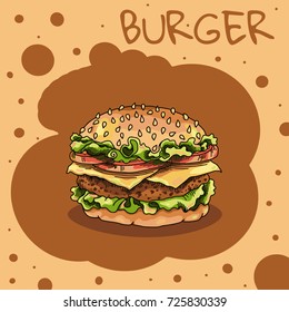 Burger. Hamburger. Cheeseburger. Vector illustration