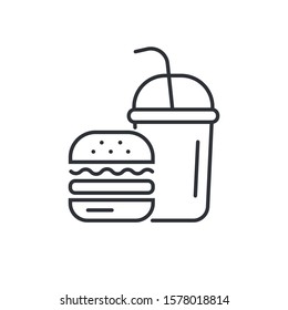 burger hamburger with drink logo icon design