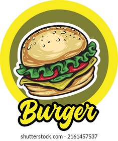 Burger Hamburger Fast Food Vector Logo Stock Vector Royalty Free Shutterstock