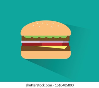 Burger, hamburger icon with background flat design vector