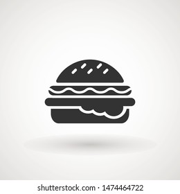 Burger Hamburger icon illustration web site mobile logo app UI design, meat, beef, food, lettuce, sandwich, meal, grilled, tomato, bun, snack, onion cheese sign symbol Fast food vector
