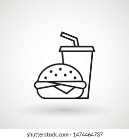 Burger Hamburger icon illustration web site mobile logo app UI design, meat, beef, food, lettuce, sandwich, meal, grilled, tomato, bun, snack, onion cheese sign symbol Fast food vector