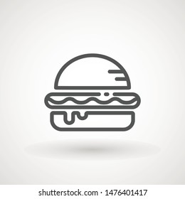 Burger Hamburger icon illustration web site mobile logo app UI design, meat, beef, food, lettuce, sandwich, meal, grilled, tomato, bun, snack, onion cheese sign symbol Fast food vector