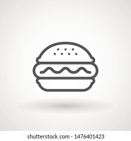 Burger Hamburger icon illustration web site mobile logo app UI design, meat, beef, food, lettuce, sandwich, meal, grilled, tomato, bun, snack, onion cheese sign symbol Fast food vector