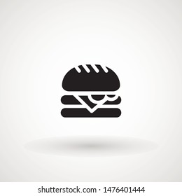 Burger Hamburger icon illustration web site mobile logo app UI design, meat, beef, food, lettuce, sandwich, meal, grilled, tomato, bun, snack, onion cheese sign symbol Fast food vector
