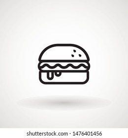 Burger Hamburger icon illustration web site mobile logo app UI design, meat, beef, food, lettuce, sandwich, meal, grilled, tomato, bun, snack, onion cheese sign symbol Fast food vector
