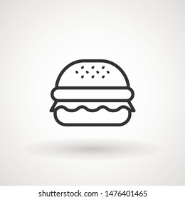Burger Hamburger icon illustration web site mobile logo app UI design, meat, beef, food, lettuce, sandwich, meal, grilled, tomato, bun, snack, onion cheese sign symbol Fast food vector