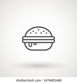 Burger Hamburger icon illustration web site mobile logo app UI design, meat, beef, food, lettuce, sandwich, meal, grilled, tomato, bun, snack, onion cheese sign symbol Fast food vector