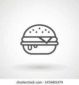 Burger Hamburger icon illustration web site mobile logo app UI design, meat, beef, food, lettuce, sandwich, meal, grilled, tomato, bun, snack, onion cheese sign symbol Fast food vector