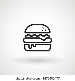 Burger Hamburger icon illustration web site mobile logo app UI design, meat, beef, food, lettuce, sandwich, meal, grilled, tomato, bun, snack, onion cheese sign symbol Fast food vector