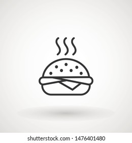 Burger Hamburger icon illustration web site mobile logo app UI design, meat, beef, food, lettuce, sandwich, meal, grilled, tomato, bun, snack, onion cheese sign symbol Fast food vector