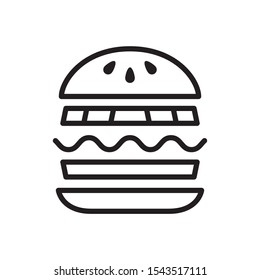 Burger, hamburger icon in trendy outline style design. Vector graphic illustration. Suitable for website design, logo, app, and ui. Editable vector stroke. EPS 10.