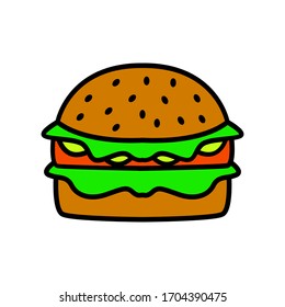 Burger, Hamburger icon vector flat design
