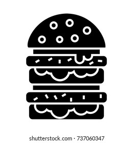 burger - hamburger icon, vector illustration, black sign on isolated background