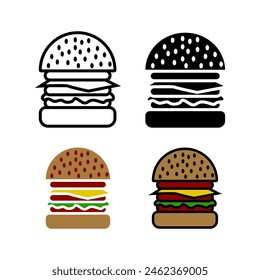 Hamburguesa, Vector de icono de hamburguesa en conjunto