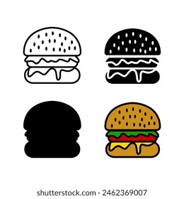 Burger, hamburger icon vector in set