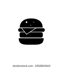Hamburguesa, icono de hamburguesa, gráfico de Vector simple ilustración negra plana para Web y App sobre fondo blanco.. eps