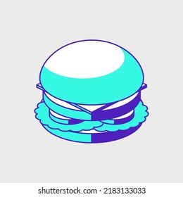 Icono vectorial isométrico de hamburguesa o hamburguesa