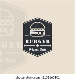 burger or hamburger logo vintage vector illustration template icon graphic design. emblem or label fast food sign and symbol