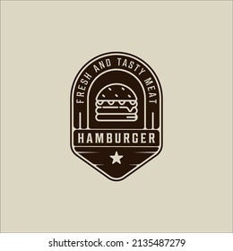 burger or hamburger logo vintage vector illustration template icon graphic design. emblem or label fast food sign and symbol