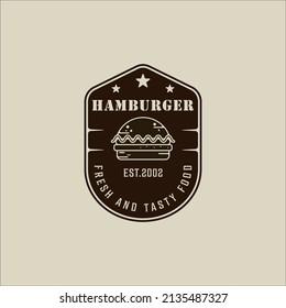 burger or hamburger logo vintage vector illustration template icon graphic design. emblem or label fast food sign and symbol