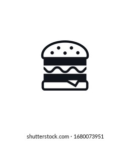 diseño de icono del logo simple de hamburguesa. Ilustración vectorial de la comida y la bebida negra sobre fondo blanco 
