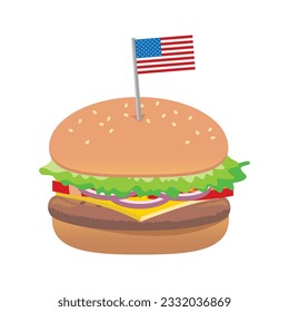 hamburguesa o hamburguesa, bandera de ee.uu., ilustración vectorial 
