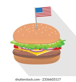 burger or hamburger, usa flag, vector illustration 