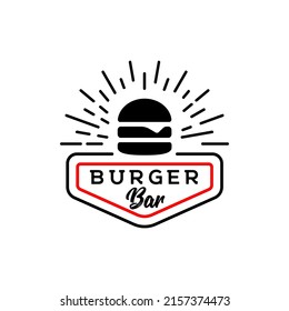 Burger Or Hamburger Vector Logo, Fast Food, Restaurant Or Bar Logo