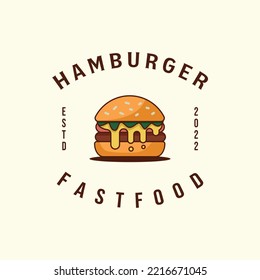 burger or hamburger vintage modern vector style logo icon template illustration design, fast food logo concept