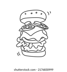 burger hand draw vector illustration design template, suitable for restaurant food and beverages business need