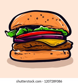 handgezeichneter Burger 