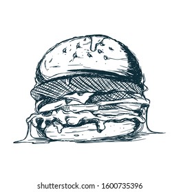 burger hand drawn illustration vector