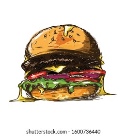 burger hand drawn illustration vector