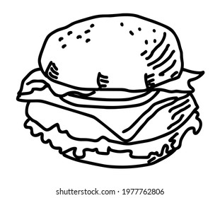 Burger hand drawn illustration  vector on white background