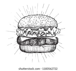 Burger hand drawn style