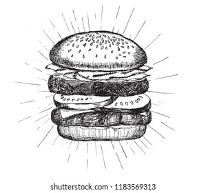 Burger hand drawn style