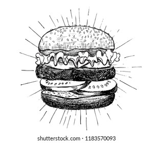 Burger hand drawn style