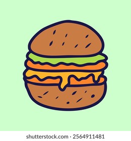Burger Hand Drawn Vector Doodle
