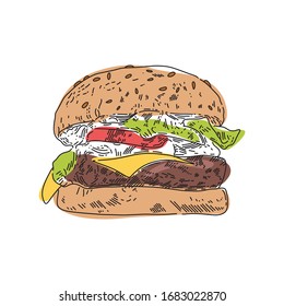 Burger hand drawn vector Illustration