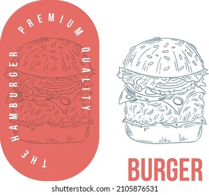 Burger Hand dibujó ilustración vectorial.