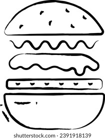 Ilustración vectorial dibujada a mano de la hamburguesa